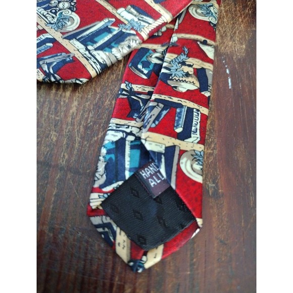 Museum Artifacts Men's 100% Silk Tie Neckties Book Shelf Library Red Cre… - Picture 8 of 11